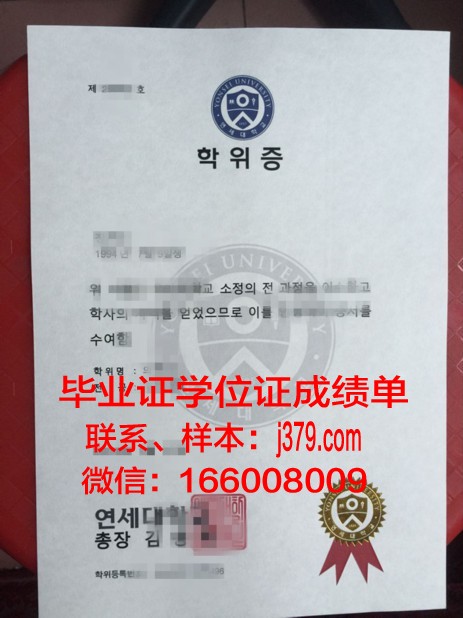 延世大学毕业证图片样本高清(延世大学原州校区毕业证)