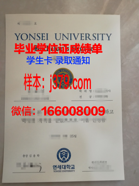 延世大学毕业证展示